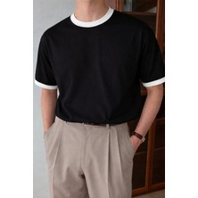 Tarz Cool Erkek Kontrast Yaka Basic Tişört – Modern ve Şık T-Shirt