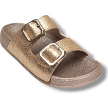 Pienn 20061-021-26 Anatomik Sıvama Deri Çift Tokalı Kadın Terlik