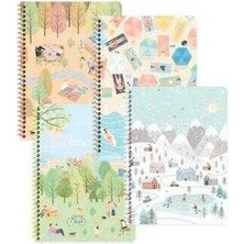  keskin color defter karton kapak spiralli mevsimler 16,5x22,5cm 80 yaprak kareli 387242-99 (karışık renk 1 adet)