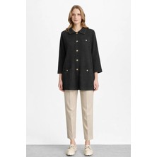 Mutlu Ertan Kadın Polo Yaka Simli Hırka Siyah 20305