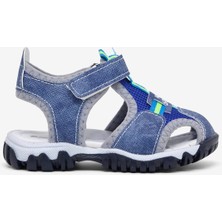 Tonny Black Çocuk Unisex Kot Mavi Çoçuk Cırtlı Rahat Kalıp Sandalet