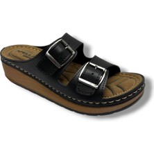 Apella Safir 799-26 Deri Çift Tokalı Ultra Soft Anatomik Kadın Terlik