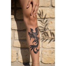Dövme Kutusu Mistik Anka Kuşu ve Akışkan Formlu Sanatsal Tattoo - Yarı Kalıcı / 1 Ay Kalıcı