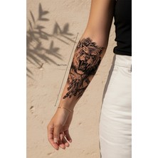 Dövme Kutusu Kükreyen Kaplan, Estetik Gül ve Roma Rakamlı Sanatsal Tattoo - Yarı Kalıcı / 1 Ay Kalıcı