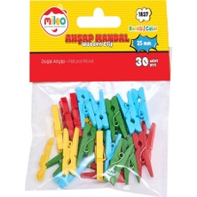  mileo ahşap mandal 25 mm renkli 1827 (30 lu paket)