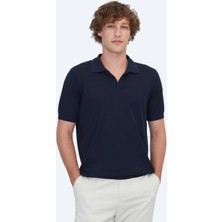 Kip Lacivert Çizgili %100 Pamuk T-Shirt