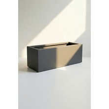 Desen Dekorasyon Zenith 60X20 cm Yatay Dikdörtgen Antrasit Saksılık - Iç & Dış Mekan Modern Metal Saksı (60X20X20 Cm)