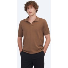 Kip Kahverengi Çizgili %100 Pamuk T-Shirt