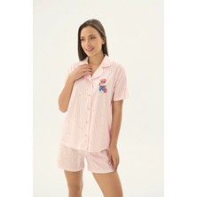 Sevim 17534 Kadın Düğmeli Baskılı Şort Takım