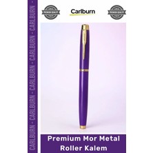 Carlburn #kalem Lazer Baskı Promosyon Hediye Lüks Ofis Imza Kalemi Altın Premium Mor Metal Roller Kalem