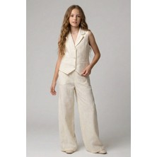 Queen Kids  Kız Çocuk Cepkenli  Takım Krem