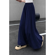 Tarz Cool Kadın 2 Iplik Oversize Bol Paça Tasarım Eşofman Altı Yüksek Bel Rahat Model