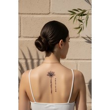 Dövme Kutusu Lotus Çiçeği ve Kaligrafi Yazılı Dövme - Yarı Kalıcı / 1 Ay Kalıcı Tattoo