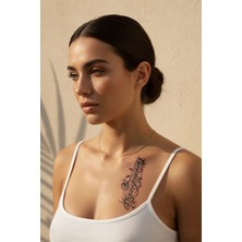 Dövme Kutusu Gotik Yazılı ve Çiçek Motifli Dövme - Yarı Kalıcı / 1 Ay Kalıcı Tattoo