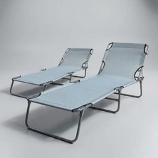 Ecm Proger -Sırt ayarlı katlanabilir kademeli şezlong 2'li set - Gri