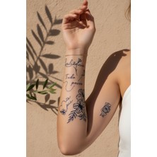Dövme Kutusu Anlamlı El Yazısı Mesajlar ve Floral Figürlü Minimalist Set Tattoo - Yarı Kalıcı / 1 Ay Kalıcı