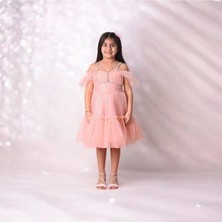 Sim Ipli Kısa Kız Çocuk Abiye Elbise 5-10 Yaş