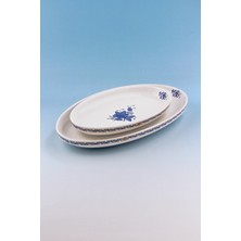 Bursa Porselen Dekor Flowers Blue 2 Boy Porselen Kayık Tabak