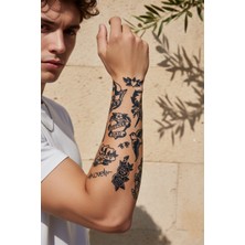 Dövme Kutusu Retro Patchwork Stil Ikonik Figürler ve Anlamlı Yazılı Karma Tattoo Seti - Yarı Kalıcı / 1 Ay Kalıcı
