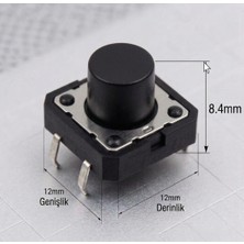 Peykan 12X12MM Taktil Buton (Tactile Button / Switch) - 8.4mm Yükseklik, 4 Pinli