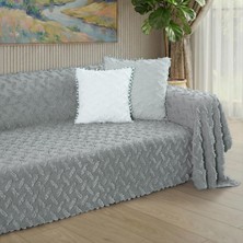 Latuda Home Ponela Koltuk Örtüsü Kaymaz Bohem Punch Kabartmalı 3 Boyutlu 175X350 cm ( X- Large ) Kaymaz, Gri