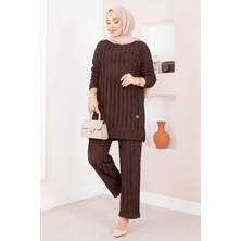 Mat Rahat Kalıp Pantolonlu Ikili Takım Kahve