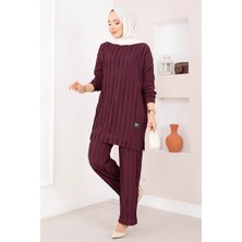 Mat Rahat Kalıp Pantolonlu Ikili Takım Bordo