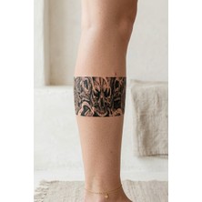 Dövme Kutusu Gerçekçi Kuru Kafa Şerit Yarı Kalıcı Dövme / 1 Ay Kalıcı - Gotik ve Dark Art Desenli Geçici Bacak Dövmesi