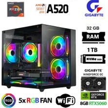 Xaser Giga X30 Ryzen 7 5700X 32GB Ram 1tb M.2 Nvme SSD 8gb RTX5060 Gigabyte Oyuncu Oem Paket