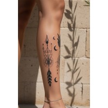Dövme Kutusu Mistik Ay Fazları ve Geometrik Göz Dövme - Yarı Kalıcı / 1 Ay Kalıcı Tattoo