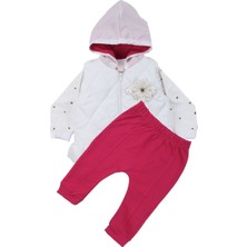 by BebekOdam Kız Bebek Broşlu Beyaz Şişme Yelekli Kalpli Badili Üçlü Lüks Takım - 1016444