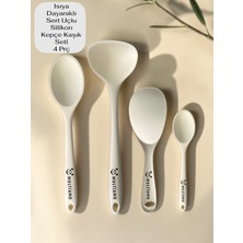 Multiamo Sert Uçlu Isıya Dayanıklı Silikon Kepçe Kaşık Seti 4 Parça 28CM/22CM/20CM Kaşık 28CM Kepçe