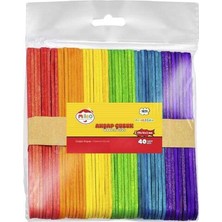 Mileo Ahşap Çubuk Dil Çubuğu Kare 114X10X2 Mm Renkli 1831 (40 Lı Paket)