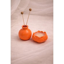 Atiye Studio Lotus Mini Dekor Seti – El Yapımı Taş Tozu Vazo & Mumluk | Dekoratif Hediyelik Set