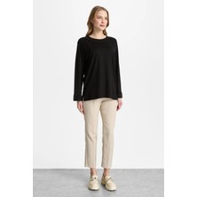 Mutlu Ertan Kadın Omzu Baklava Taşlı Uzun Kol Bluz Siyah 30464