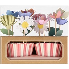 Meri Meri - Flower Garden Cupcake Kit - Çiçek Bahçesi Cupcake Seti - 24'lü
