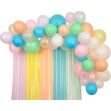 Meri Meri - Pastel Balloon & Streamer Garland - Pastel Balonlar & Renkli Şeritler - 50 balon