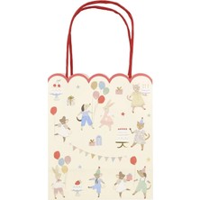 Meri Meri Çok Renkli Animal Friends Hediye Çantaları 8'li Paket Kırmızı Dalgalı Kenar Desenli