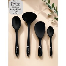 Multiamo Sert Uçlu Isıya Dayanıklı Silikon Kepçe Kaşık Seti 4 Parça 28CM/22CM/20CM Kaşık 28CM Kepçe