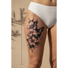 Dövme Kutusu Kelebek ve Çiçek Buketi Detaylı Sanatsal Tattoo - Yarı Kalıcı / 1 Ay Kalıcı