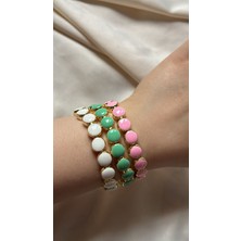 Renkli Mineli Gold Bileklik