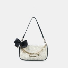 Black Ribbon Chain Baguette Kadın Çantası
