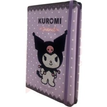  vj kuromi vegan deri hatıra defteri a5 100 gr 192 sayfa lastikli kener boyalı nakışlı 525-2093