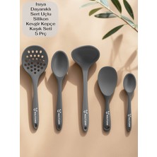Multiamo Isıya Dayanıklı Silikon Kevgir Kepçe Seti 5prç2 8CM/22CM/20CM Kaşık 28CM Kepçe/kevgir