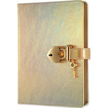  vj hush hush kilitli metalik defter kutulu 80 gram 160 yaprak çizgili altın