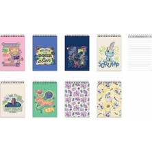  keskin color lilo&stitch a7 mini boy 42 yaprak çizgili spiralli bloknot not defteri (48 li paket)