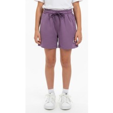 Toontoy Kız Çocuk Beli Lastikli Bağlamalı Arma Detaylı Baskılı Şort  25038