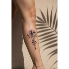 Dövme Kutusu Geometrik Pusula ve Ok Dövme - Yarı Kalıcı / 1 Ay Kalıcı Tattoo