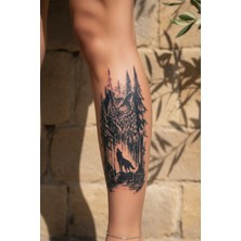 Dövme Kutusu Mistik Baykuş ve Orman Kurdu Dövmesi - Yarı Kalıcı / 1 Ay Kalıcı Tattoo