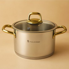 Polochef 24 cm Paslanmaz Çelik Derin Tencere 6.5 Lt | Çorba ve Yemek Tenceresi |